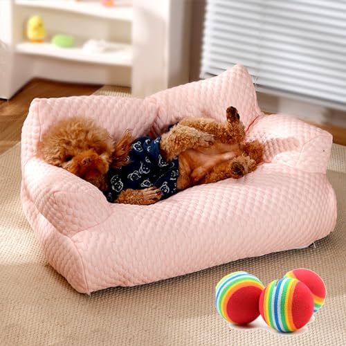 Vgpbphj Ice Silk Cooling Pet Bed Breathable Washable Dog Sofa Bed, Ice Silk Cooling Pet Couch, Cooling Dog Bed, Breathable Washable Pet Bed for Small, Medium, Large Dogs and Cats (Pink,L) von Vgpbphj