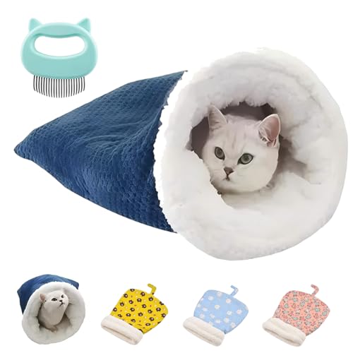 Vgpbphj Katzenschlafsack Flauschig, Cat Winter Sleeping Bag, Katzen Höhle for Indoor Cats, Large Cat Cave Bed, Pet Mat Warming Pad Sack (A) von Vgpbphj