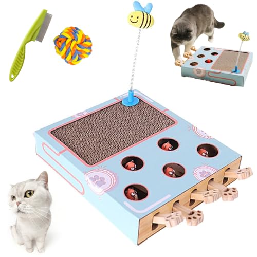 Vgpbphj Miaofairy Cat Toy, Miaofairy Whack-a-Mole 3-in-1 Cat Scratcher and Toy, Whack a Mole Cat Toy, Corrugated Cardboard Cat Scratcher, Interactive Cat Toys (A) von Vgpbphj