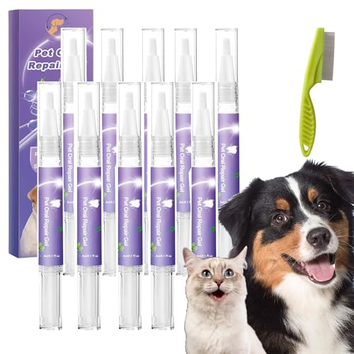 Vgpbphj Pet Oral Repair Gel Stift für Hunde, Reinigungsstift für Haustier Zahnbürsten, Pet Oral Restorative Gel, Eliminate Breath, Without Brushing (10pcs) von Vgpbphj