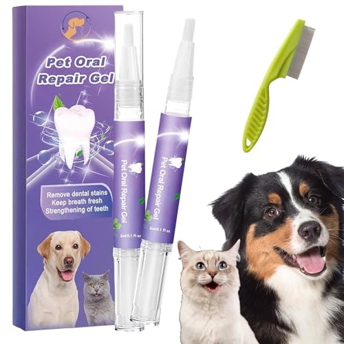 Vgpbphj Pet Oral Repair Gel Stift für Hunde, Reinigungsstift für Haustier Zahnbürsten, Pet Oral Restorative Gel, Eliminate Breath, Without Brushing (2pcs) von Vgpbphj