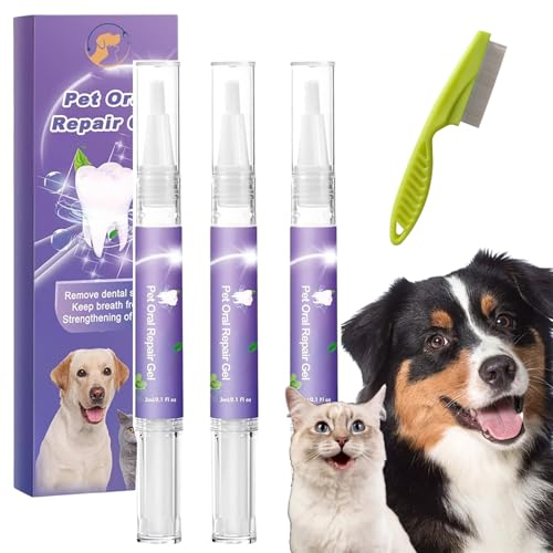 Vgpbphj Pet Oral Repair Gel Stift für Hunde, Reinigungsstift für Haustier Zahnbürsten, Pet Oral Restorative Gel, Eliminate Breath, Without Brushing (3pcs) von Vgpbphj