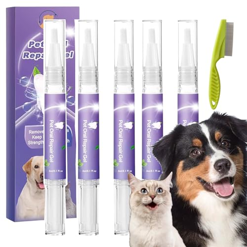 Vgpbphj Pet Oral Repair Gel Stift für Hunde, Reinigungsstift für Haustier Zahnbürsten, Pet Oral Restorative Gel, Eliminate Breath, Without Brushing (5pcs) von Vgpbphj