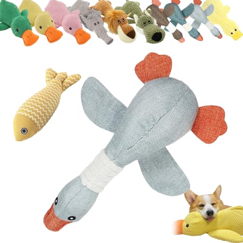 Vgpbphj Quacker Beruhigende Ente, beruhigende Ente, emotionale Unterstützung, Ente für Hunde, gelbe Ente Hundespielzeug, gefüllte Ente, Kauspielzeug mit Quietscher für Indoor-Welpen (Graue Ente) von Vgpbphj