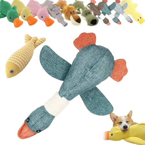 Vgpbphj Quacker Beruhigende Ente, beruhigende Ente, emotionale Unterstützung, Ente für Hunde, gelbe Ente Hundespielzeug, gefüllte Ente, Kauspielzeug mit Quietscher für Indoor-Welpen (blaue Ente) von Vgpbphj