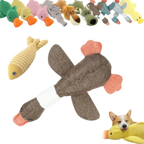 Vgpbphj Quacker Beruhigende Ente, beruhigende Ente, emotionale Unterstützung, Ente für Hunde, gelbe Ente Hundespielzeug, gefüllte Ente, Kauspielzeug mit Quietscher für Indoor-Welpen (braune Ente) von Vgpbphj