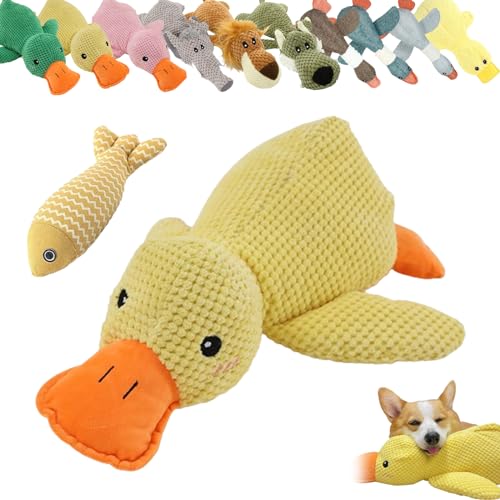 Vgpbphj Quacker Beruhigende Ente, beruhigende Ente, emotionale Unterstützung, Ente für Hunde, gelbe Ente Hundespielzeug, gefüllte Ente, Kauspielzeug mit Quietscher für Indoor-Welpen (gelbe Ente) von Vgpbphj