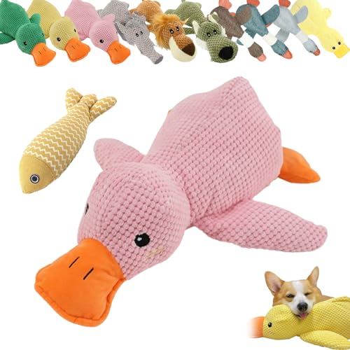 Vgpbphj Quacker Beruhigende Ente, beruhigende Ente, emotionale Unterstützung, Ente für Hunde, gelbe Ente Hundespielzeug, gefüllte Ente, Kauspielzeug mit Quietscher für Indoor-Welpen (rosa Ente) von Vgpbphj