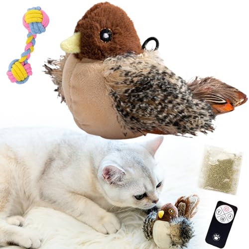 Vgpbphj Whiskersandclaws Interaktives Flapping Bird Toy, Chirping Flapping Bird Cat Toy, Interactive Flappy Bird Cat Toy, Simulated Chirping Bird Cat Toy, 3-Gang-Modus-Zyklus (Zwitschern und Flappen) von Vgpbphj