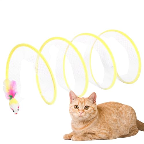 Tunnel für Katzen, Katzen -Tunnelspielzeug - Kätzchen-Tunnel tragbar faltbar in S-Form,Spielzeugmäuse Interactive Feather Fun Play & Übung für Haustiere von Vgvgaj