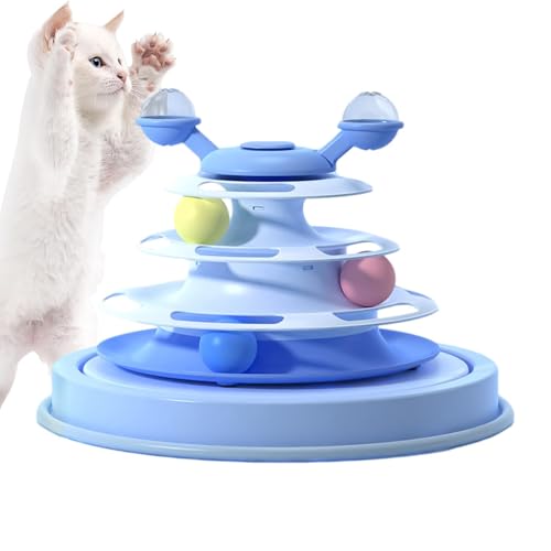 Vgvgaj Katzen-Spinner-Spielzeug | Katzen-Drehteller-Spielzeug – dreifach interaktives lustiges Haustier-Katzenzubehör für Kätzchen, kleine Katzen, mittelgroße Katzen, große Katzen von Vgvgaj