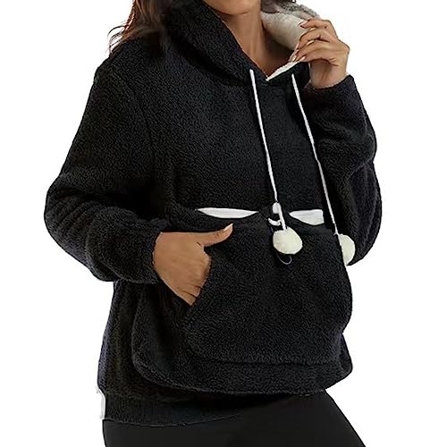 Vhersily 2025 Kapuzenpullover für Damen, Haustier-Kapuzenpullover, Fleece, für Katzen, Hunde, Känguru, mit Känguru-Tasche, Herbst und Winter von Vhersily