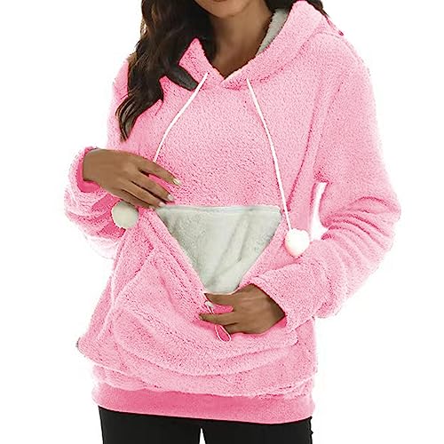 Vhersily 2025 Kapuzenpullover für Damen, Haustier-Kapuzenpullover, Fleece, für Katzen, Hunde, Känguru, mit Känguru-Tasche, Herbst und Winter von Vhersily