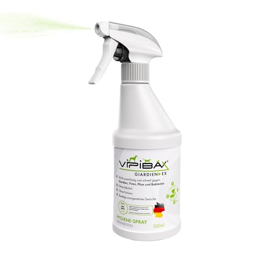 ViPiBaX Giardien EX Hygiene-Spray für Hund, Katze & Co - Geruchsentferner - Hygiene-Spray - Effektive Desinfektion gegen Giardien, Viren, Pilze & Bakterien - 500ml von ViPiBaX viren pilze bakterien ex