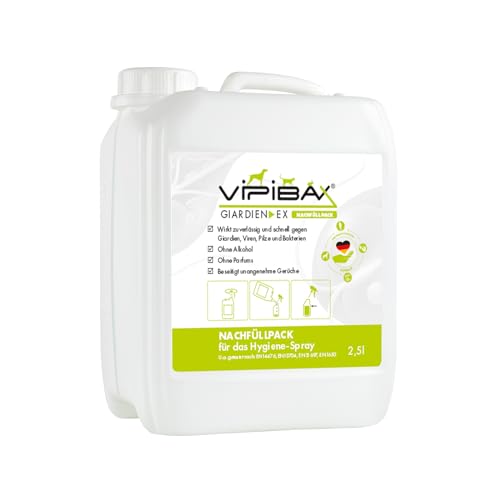 ViPiBaX Giardien Ex Hygiene-Spray Nachfüllpack 2,5L für Hund, Katze & Co - Geruchsentferner - Hygiene-Spray Nachfüllpack- Effektive Desinfektion gegen Giardien, Viren, Pilze & Bakterien von ViPiBaX viren pilze bakterien ex