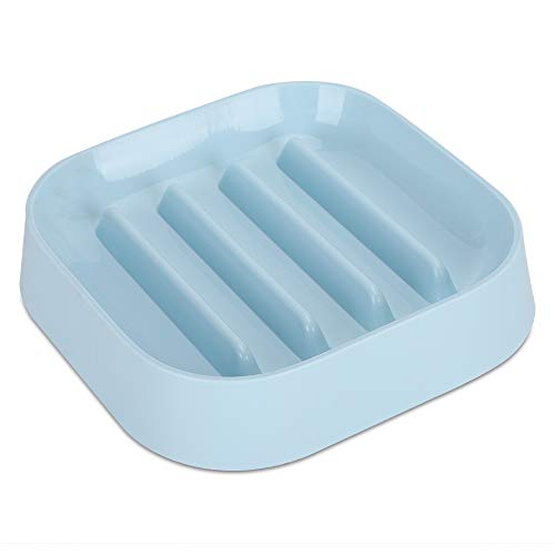 Hund Slow Feeder Bowl, Lebensmittelqualität Kunststoff quadratische Form Haustier Slow Food Anti-Choking Fütterungsschale Lieferungen mit Boden Anti-Rutsch-Pad[Blau] Näpfe von ViaGasaFamido