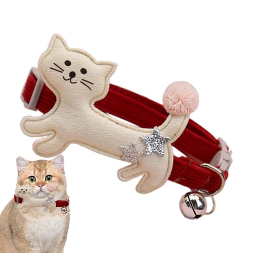 Halsband für Katzen,Katzenhalsband mit Glöckchen - Separates Plüsch-Katzenhalsband mit Glöckchen - Verstellbares, bequemes, niedliches, modisches Haustierzubehör für Katzen, Kätzchen, Welpen, Hasen von Vibhgtf