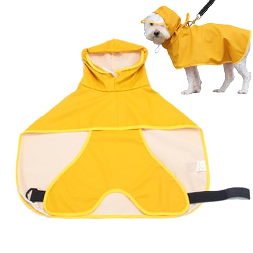 Hunde-Regenmantel mit Kapuze – Verstellbarer Mehrzweck-Hunde-Regenmantel | Gelbe Hundekleidung, modischer Regenponcho für Spaziergänge, Reisen, Alltag von Vibhgtf