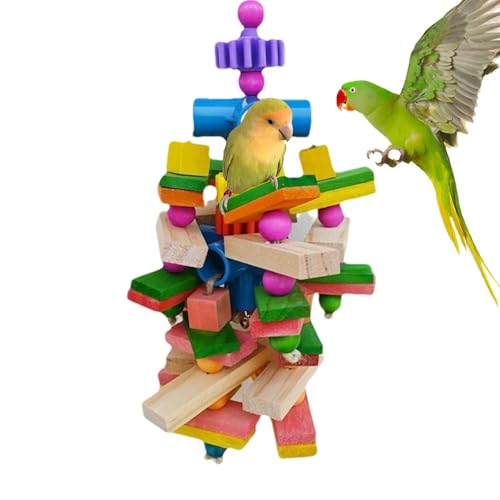 Vogel-Holzklötze, Kauspielzeug, Vogelkäfig-Spielzeug - Natürliche, mehrfarbige Holzklötze, Vogel-Kauspielzeug,Vogelblock-Röhrenzerreißspielzeug für kleine und mittelgroße Papageien, Graupapageien, Nym von Vibhgtf