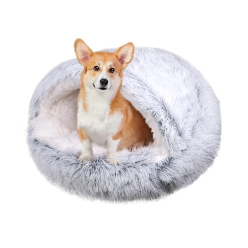 Hundebett flauschig, Katzenbett,Maschinenwaschbares Donut Kuscheliges Hundekissen,Waschbar Ultra Weicher Plüsch Haustierbett für 15KG Große Hunde, Katzen,65 * 65CM (Hellgrau) von Vichirskit