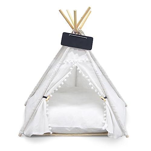 Haustier-Tipi-Hunde-/Katzenbettzelte 50 x 50 x 60 cm Luxuriöse Hundezelte und Haustierzelte Abnehmbares und waschbares Spielhaus mit Kissen und Tafel für Haustiere unter 15 kg von Vichirskit