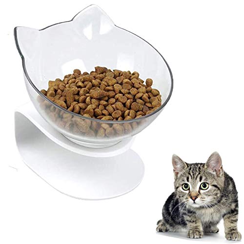 VieVogue Doppelnapf für Katzen, Hamkaw 15°Neigbar rutschfest Durchsichtig Doppelnapf mit Erhöhtem Ständer, Wassernapf und Futternapf für Katzen und Hunde (Single Bowl) von VieVogue