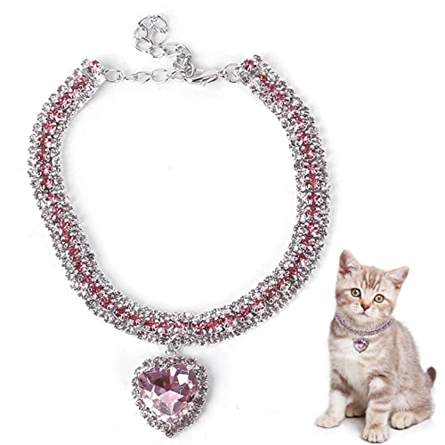 Diamant-Hundehalsband | Herzförmiger Diamantanhänger für Haustiere,Haustier-Schmuck-Halskette Haustier-Geschenk für Hunde, Katzen, Welpen, Kätzchen zum Geburtstag, Haustier-Hochzeit von Vigcebit