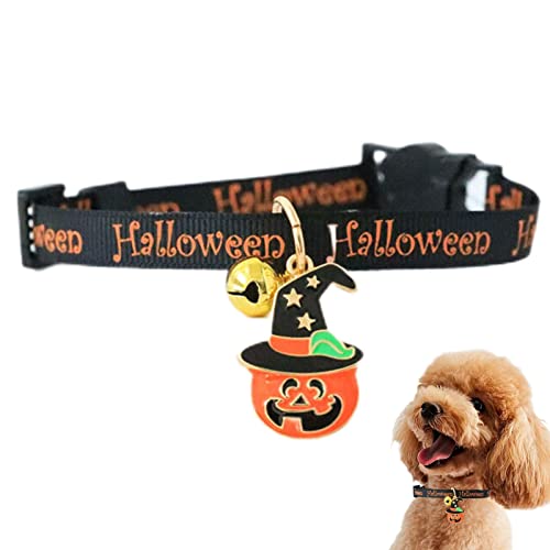 Halloween-Hundehalsbänder, Fledermaus-Geist-Kürbis-Halloween-Hundehalsbänder mit Glocke, Hochwertiges Nylon-Haustierhalsband für Kätzchen, Welpen, Halloween, Zubehör von Vigcebit