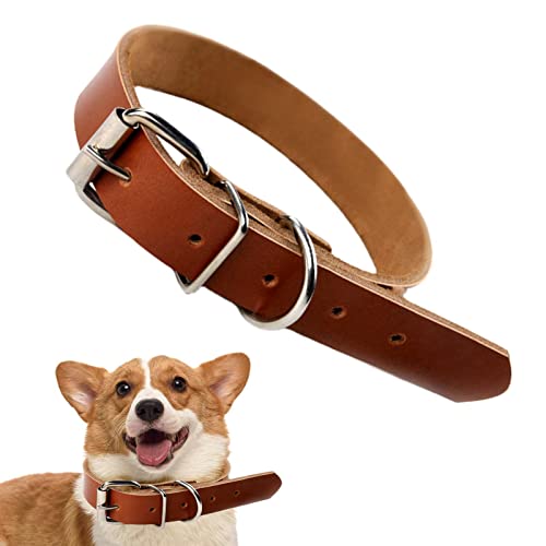 Hundehalsbänder aus Leder | Verstellbares mittleres Hundehalsband mit Schnalle | Haustier-Hundehalsbänder für den täglichen Spaziergang, Training und Outdoor-Sport von Vigcebit