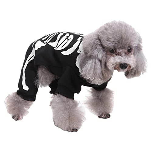 Hundeskelett Kostüm - Halloween-Hundekostüme für mittelgroße Hunde | Haustier-Overall Halloween-Skelett-Hundekostüme Kleidung Bekleidung für Hündchen, Hündchen-Sweatshirt von Vigcebit