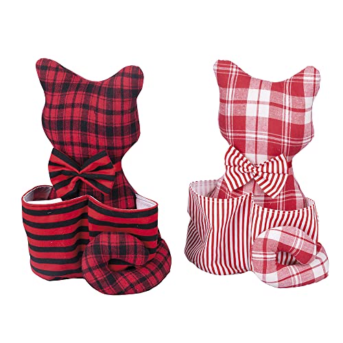 Set 2 Katzen Fernbedienung Höhe 27,5 cm, Xmas Tartan von Villa d'Este Home Tivoli