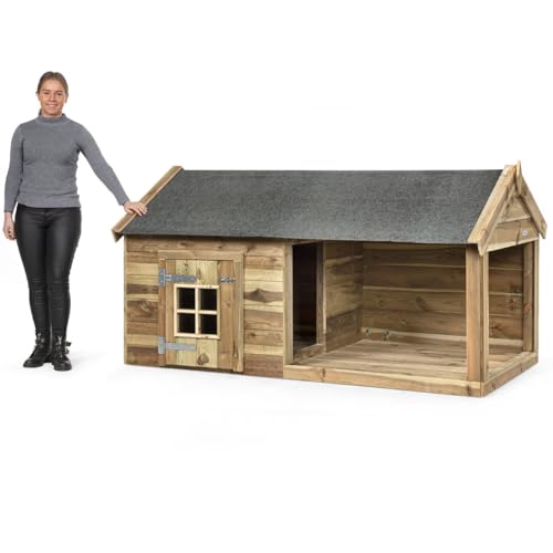 Hundehütte BALU Hundehaus Hundehöhle 217cm x 110cm x 116cm XXL Hundebox Tierhaus Tierhütte (Mit Zugangstür) von Vilo Visions