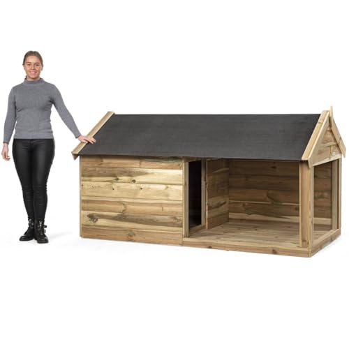 Hundehütte BALU Hundehaus Hundehöhle 217cm x 110cm x 116cm XXL Hundebox Tierhaus Tierhütte (Ohne Zugangstür) von Vilo Visions