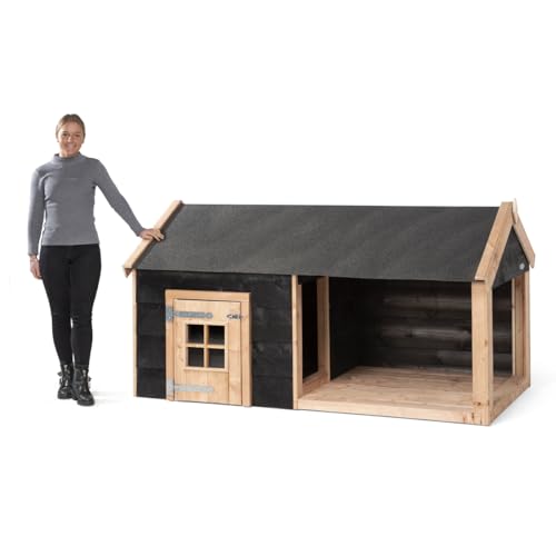 Hundehütte Rocky Hundehaus Hundehöhle 201cm x 113cm x 110cm XXL Hundebox Tierhaus Tierhütte (Mit Zugangstür) von Vilo Visions