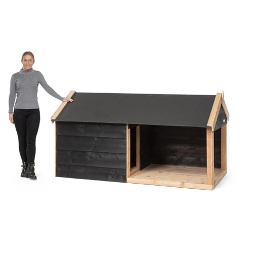 Hundehütte Rocky Hundehaus Hundehöhle 201cm x 113cm x 110cm XXL Hundebox Tierhaus Tierhütte (Ohne Zugangstür) von Vilo Visions