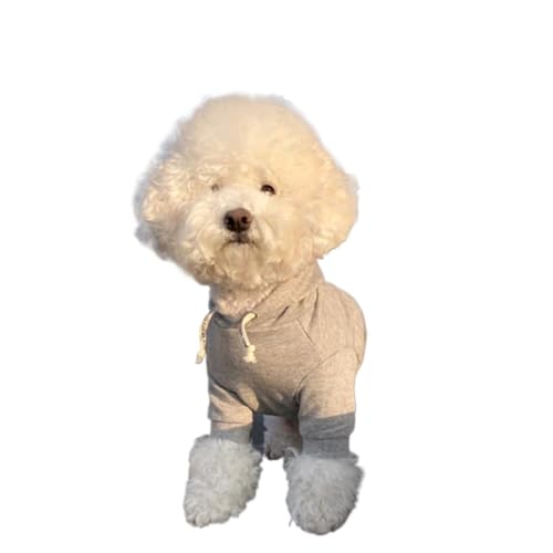 Hundekleidung Herbst Hundepullover Hoodie Winter Warmer Mantel Solide Kleidung für kleine, mittelgroße und große Hundejacke Teddy-Bichon-Kostüm Haustierbedarf (Farbe: Grau, Größe: M) von VinerY