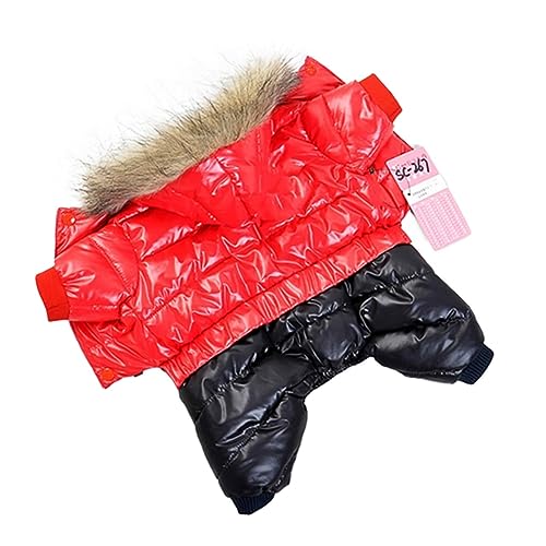 Hundekleidung Winter Haustier Hundekleidung Dicke, warme Jacke für kleine und große Hunde wasserdichter Welpenmantel Chihuahua Mops Französische Bulldogge Kleidung (Farbe: Rot, Größe: 14) von VinerY