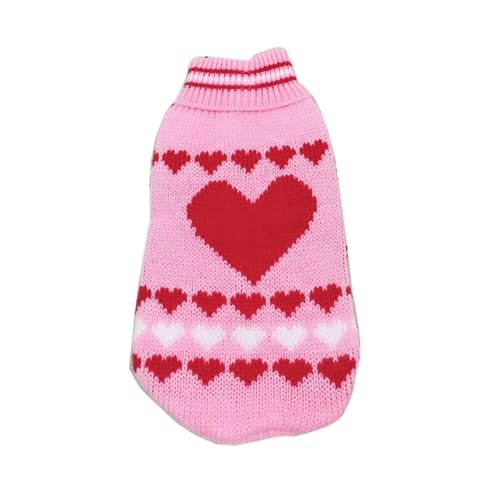 Niedlicher Katzenpullover, Kostüm, Winter, warme Haustierkleidung für Katzen, Pullover, Maskotta, Kleidung für Tiere (Farbe: Pink Love, Größe: 12) von VinerY