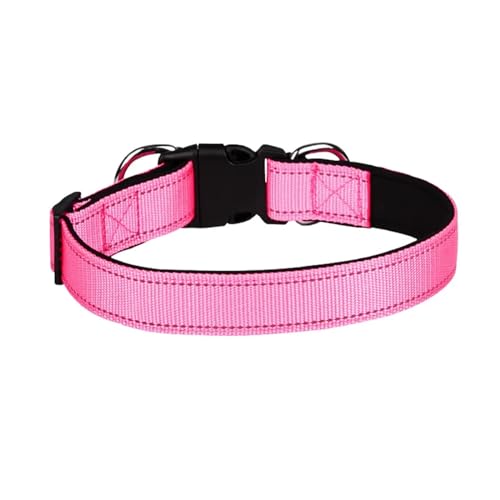 Reflektierendes Hundehalsband, gepolstert, atmungsaktiv, Nylon, verstellbar für mittelgroße und große Hunde, Halsumfang 25–60 cm (Farbe: einfarbig, Größe: L) von VinerY