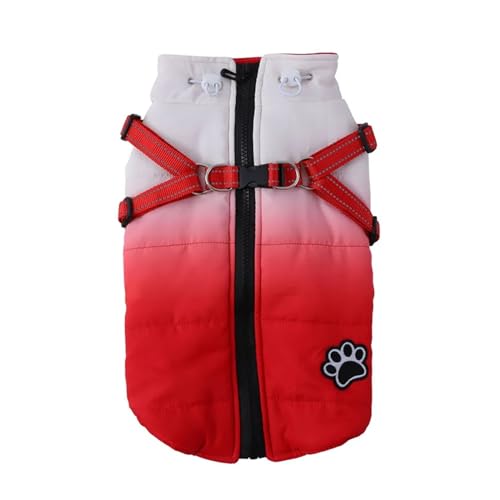 Wasserdichte Hundejacke mit Geschirr, warme Winterkleidung für kleine große Hunde, Mantel, Chihuahua-Kleidung, französische Bulldoggen-Outfits (Farbe: Rot, Größe: XL) von VinerY