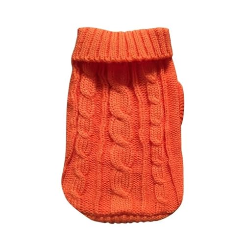 Winterpullover für Hunde und Katzen, warme Haustierkleidung für Chihuahua, Malteserpullover für kleine, mittelgroße Hunde, Rollkragenpullover, gestrickte Yorkies-Kostüme (Farbe: Orange, Größe: XS 1–2 von VinerY