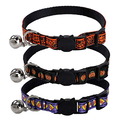 Vinnykud Halloween Katzenhalsband Verstellbare 3 Stück Hundehalsband mit Glöckchen（28 * 1cm） von Vinnykud