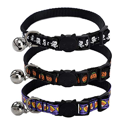 Vinnykud Halloween Katzenhalsband Verstellbare 3 Stück Hundehalsband mit Glöckchen（28 * 1cm） von Vinnykud