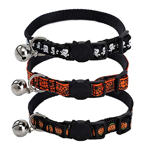 Vinnykud Halloween Katzenhalsband Verstellbare 3 Stück Hundehalsband mit Glöckchen（28 * 1cm） von Vinnykud