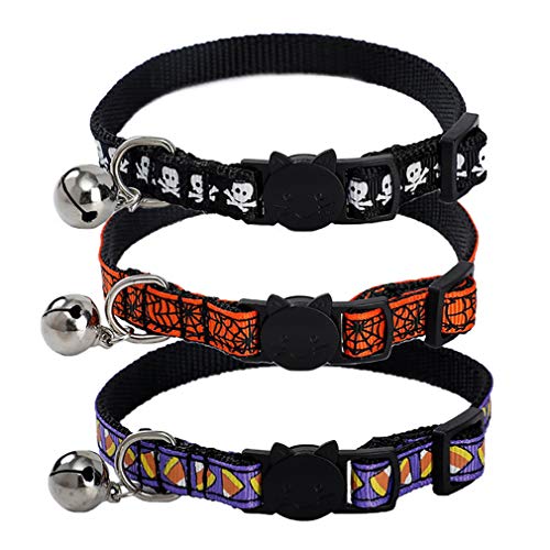 Vinnykud Halloween Katzenhalsband Verstellbare 3 Stück Hundehalsband mit Glöckchen（28 * 1cm） von Vinnykud