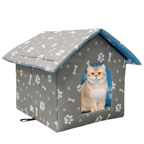 Vinnypet Katzenhaus Für Draußen Winterfest Wasserdicht Und Warm Faltbare Pet Tierheim Für Katzen Mit Abnehmbarem Kissen Für Streuner Haustiere 45x43x40cm von Vinnypet