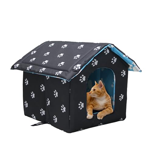 Vinnypet Katzenhaus Für Draußen Winterfest Wasserdicht Und Warm Faltbare Pet Tierheim Für Katzen Mit Abnehmbarem Kissen Für Streuner Haustiere 40x38x35cm von Vinnypet