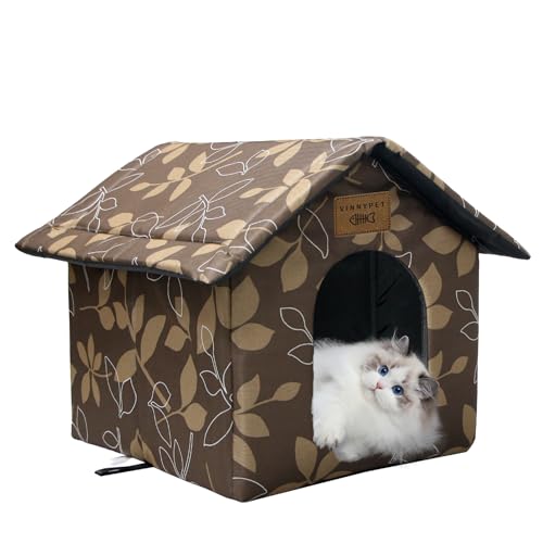 Vinnypet Katzenhaus Für Draußen Winterfest Wasserdicht Wetterfester Katzenhöhle Haustierhaus mit Katzenmatte Warm Hundehöhle Waschbar Hundehaus Tierheim Für Streuner Haustiere 35x30x35cm von Vinnypet