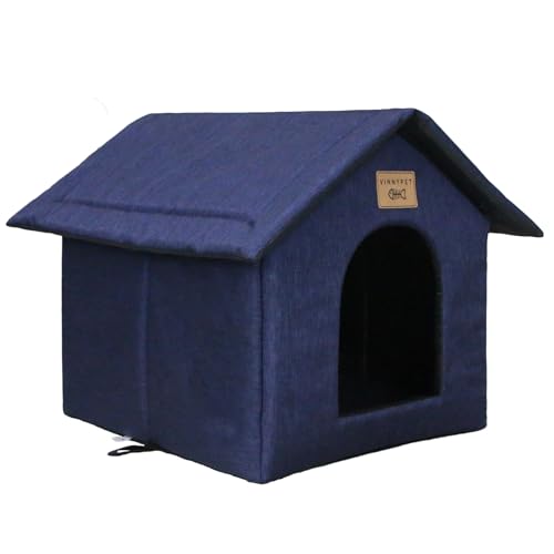 Vinnypet Katzenhaus Für Draußen Winterfest Wasserdicht Wetterfester Katzenhöhle Haustierhaus mit Katzenmatte Warm Hundehöhle Waschbar Hundehaus Tierheim Für Streuner Haustiere 35x30x35cm von Vinnypet