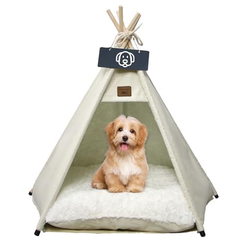 Vinnypet Tipi Zelt fur Katzen und Hunde Haustierzelte Häuser mit Plüschkissen Luxery Hundezelt Katzenzelt Abnehmbar und Waschbar Katzenhaus Haustierhäuser 40x40x50cm von Vinnypet